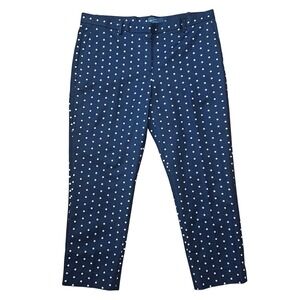 GAP Women's Crop‎ Pants 14 Navy White Polka Dot Slim Tapered Preppy